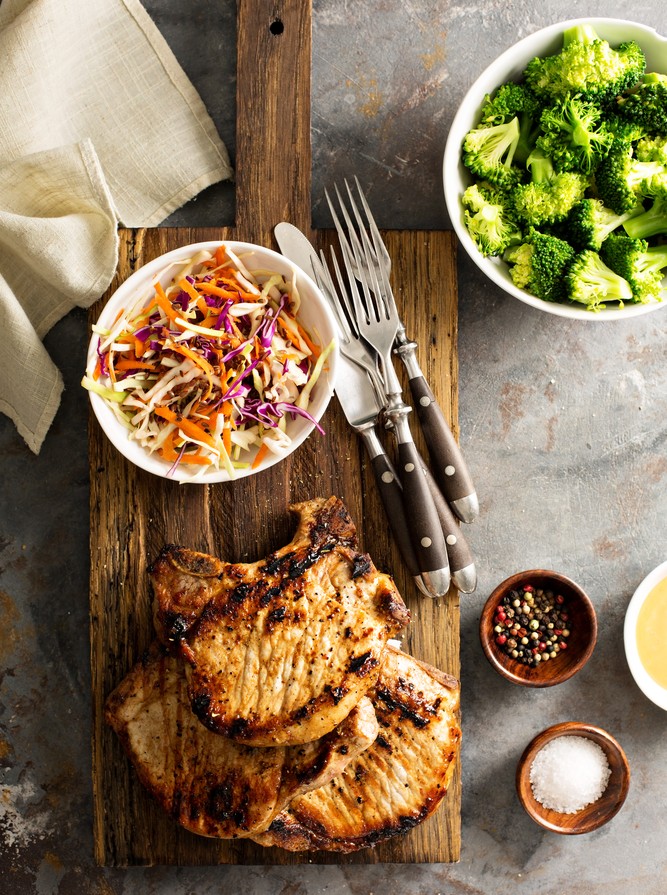 pork chops with salad