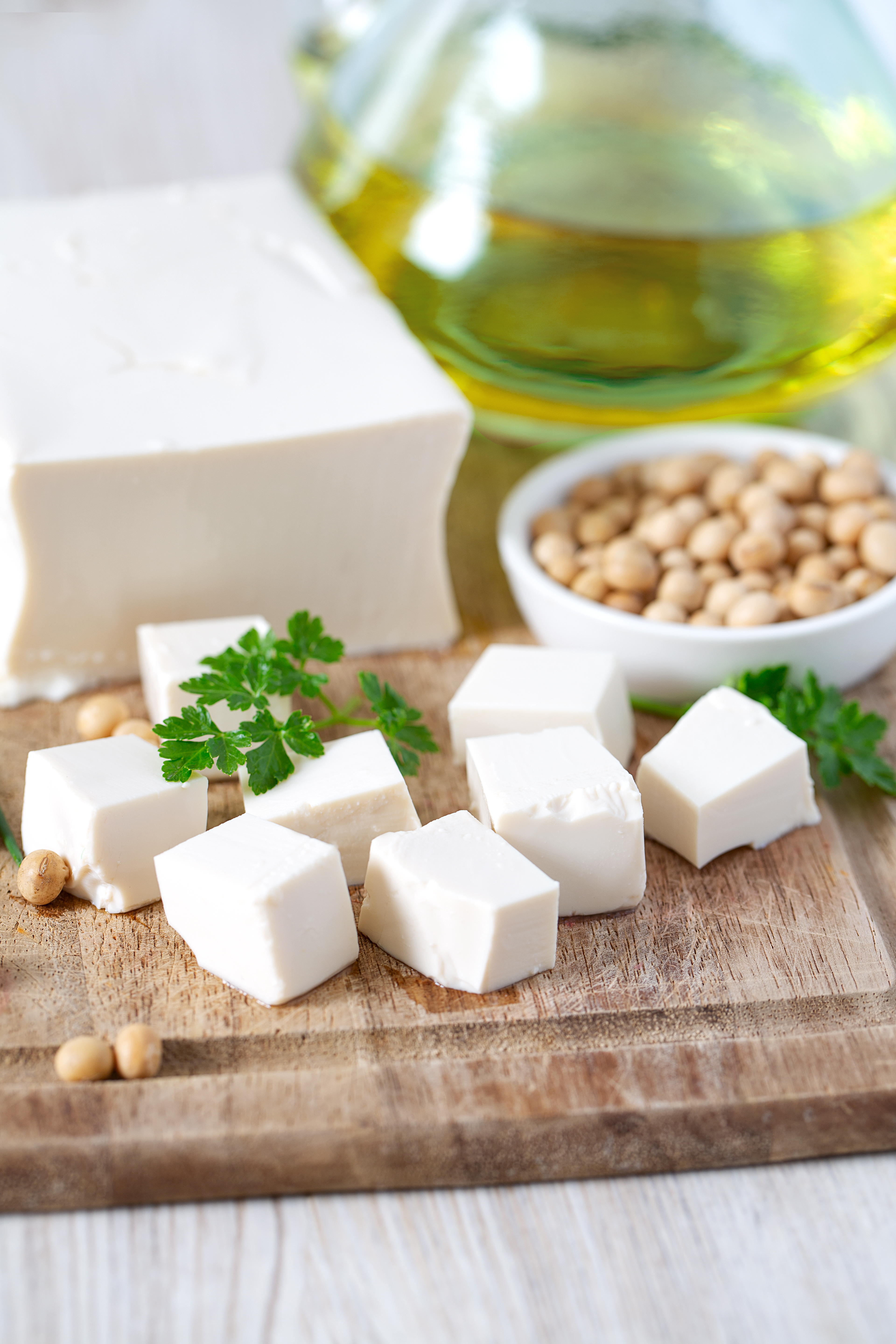 cubos de tofu fresco