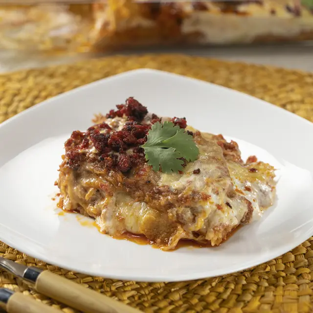Aztec bean pie with chorizo