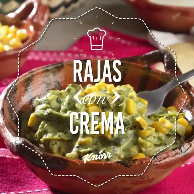 Rajas con Crema y Granos de Elote