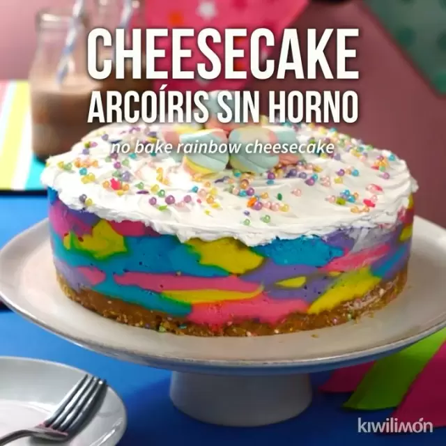 Cheesecake Arcoíris Sin Horno