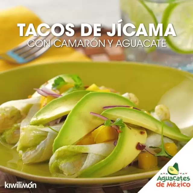 Tacos de Jícama con Camarón y Aguacate