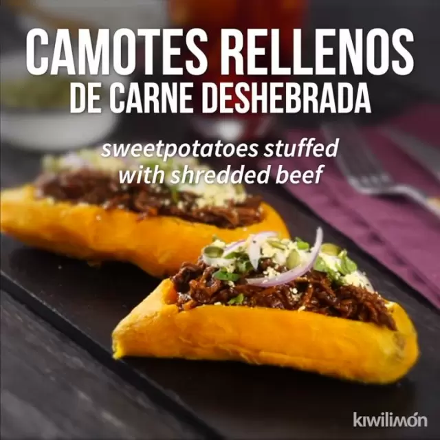 Camotes Rellenos de Carne Deshebrada