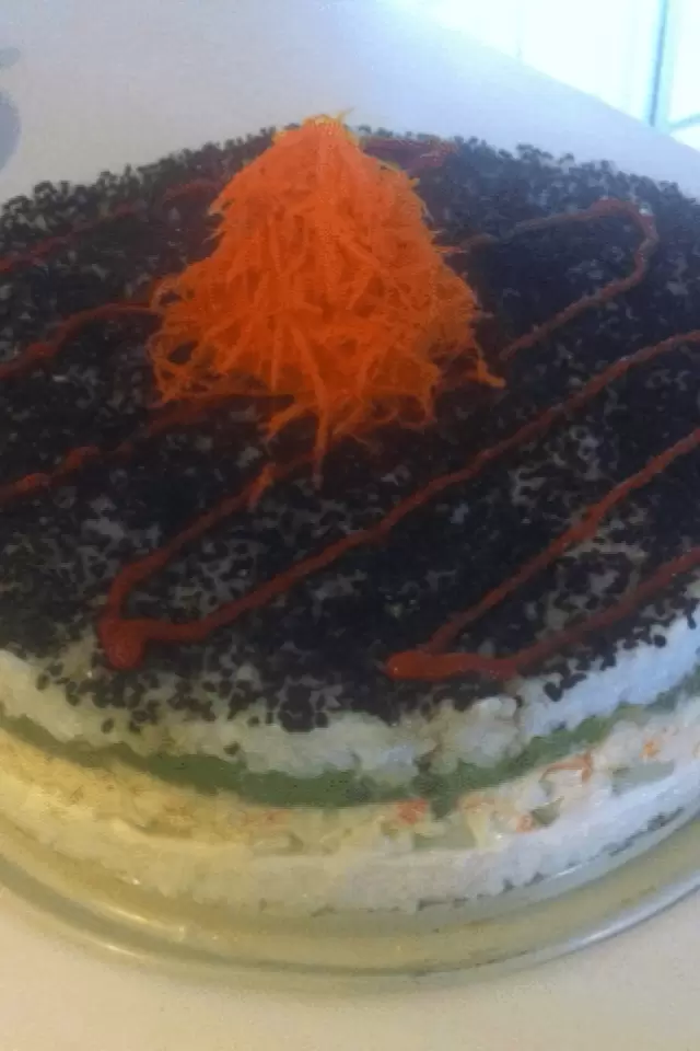 Pastel de Sushi de Cangrejo