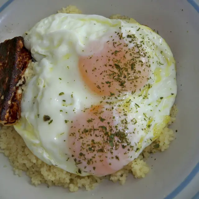 Sunny Side Up Eggs with Couscous