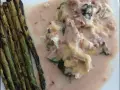Fish Rosette Stuffed with Gouda Cheese and Spinach in Grape Sauce