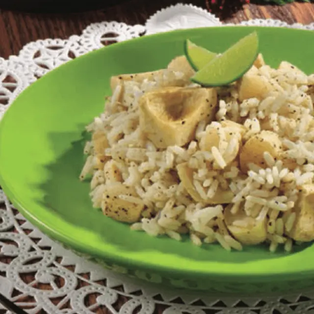 Arroz Branco com Palmitos e Alcachofras