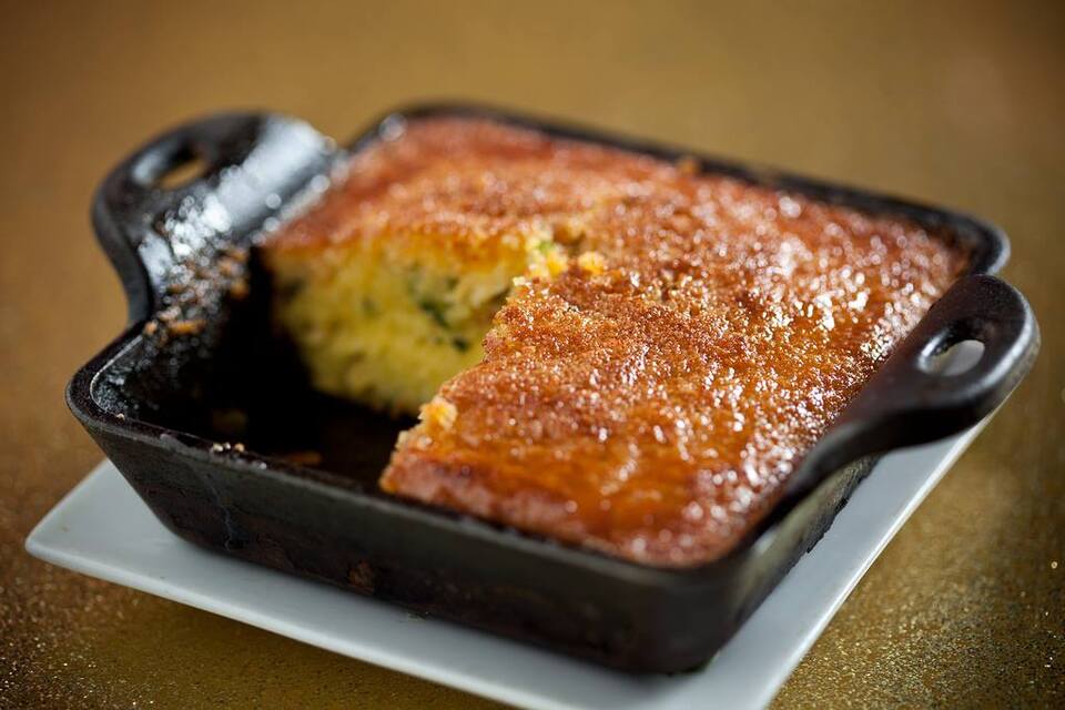 Torta de Elote con Rajas de Chile Poblano