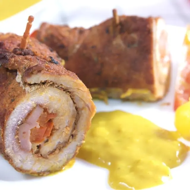 Ham and Cheese Stuffed Chicken Rolls