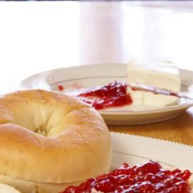Jam and Cream Cheese Bagel