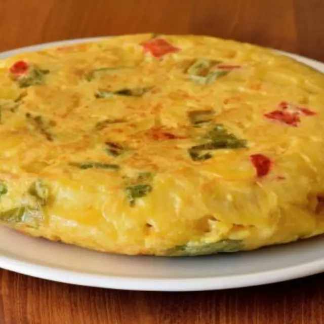 Potato Tortilla with Red and Green Pepper
