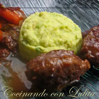 Iberian Cheeks in Old Wine with Avocado Puree