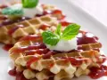 Waffles with Strawberry Coulis