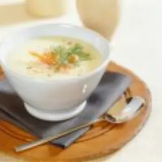 Potato and Leek Cream with Smoked Salmon
