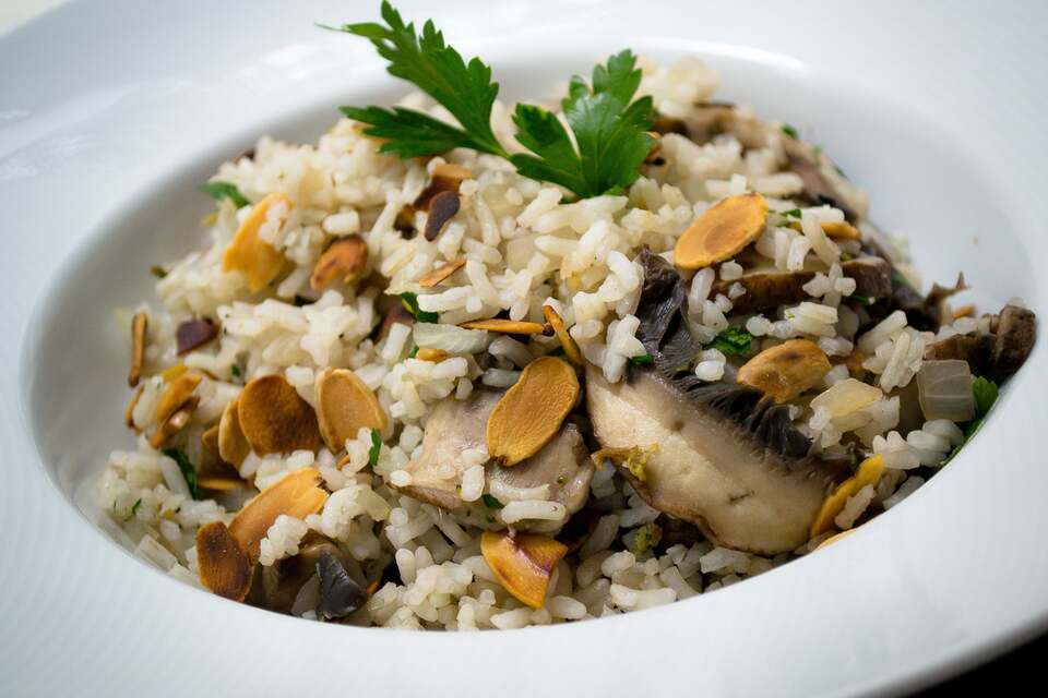 Arroz con Almendras y Portobello