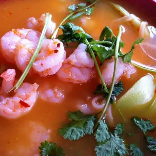 Shrimp in Broth with Guajillo Chile