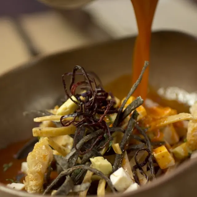 Aztec Soup with Chicharrón