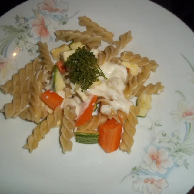 Fusilli with Vegetables and Béchamel Sauce