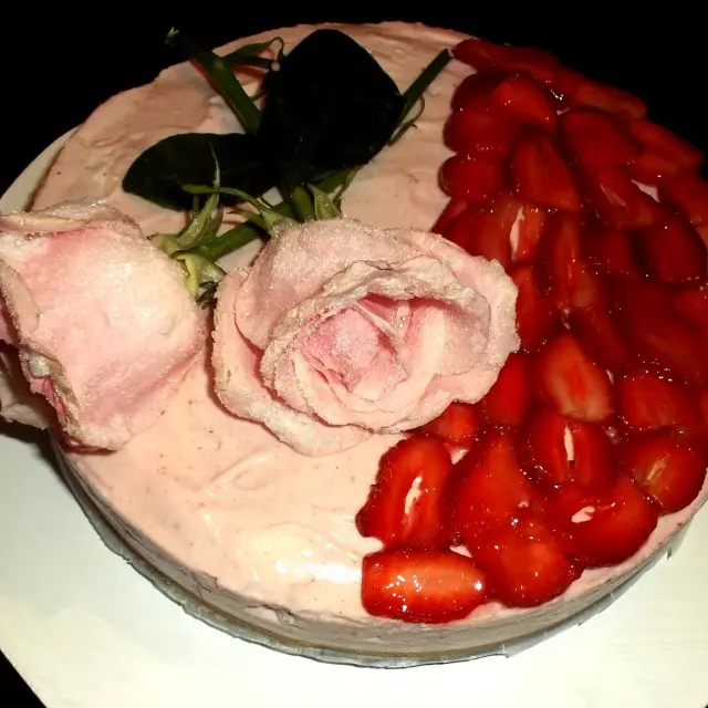 Strawberry Mousse Pie with Coconut Surprise