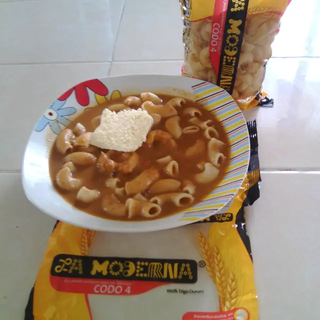 Elbow Pasta in Bean Sauce with Dough Balls