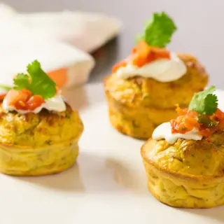 Cupcakes de Pollo, Vegetales y Queso