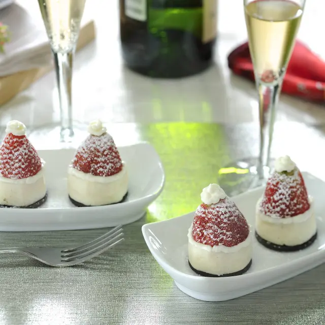 Bocadinhos de Cheesecake sem forno para o Natal
