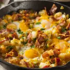 Ovos Estrelados com Batata Hashbrown e Bacon