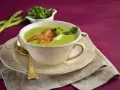 Asparagus Cream and Sautéed Shrimp