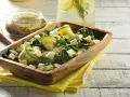 Warm Salad of Pumpkin, Kale, Arugula, Feta Cheese, and Nuts