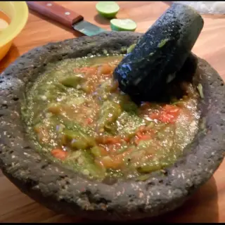 Mexican Sauce in the Molcajete.