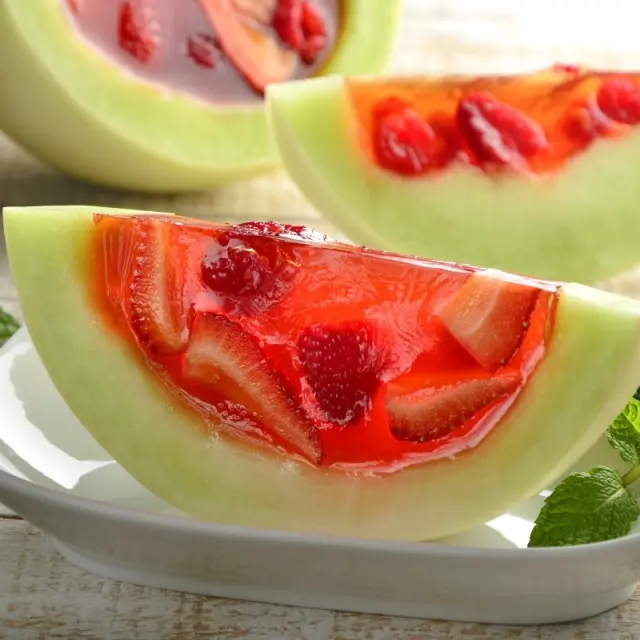 Melão com Gelatina de Laranja