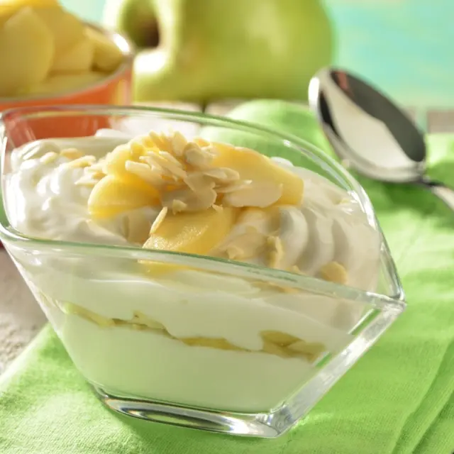 Yoghurt Cup with Amaretto Macerated Apples