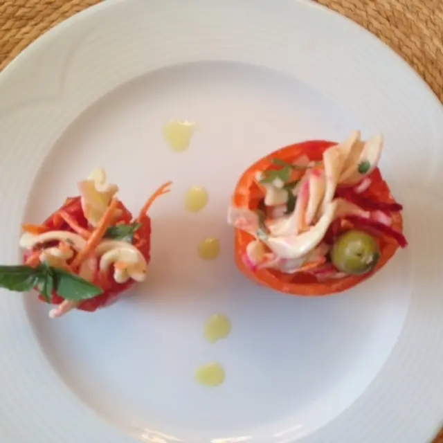 Tomates e Pimentões Recheados