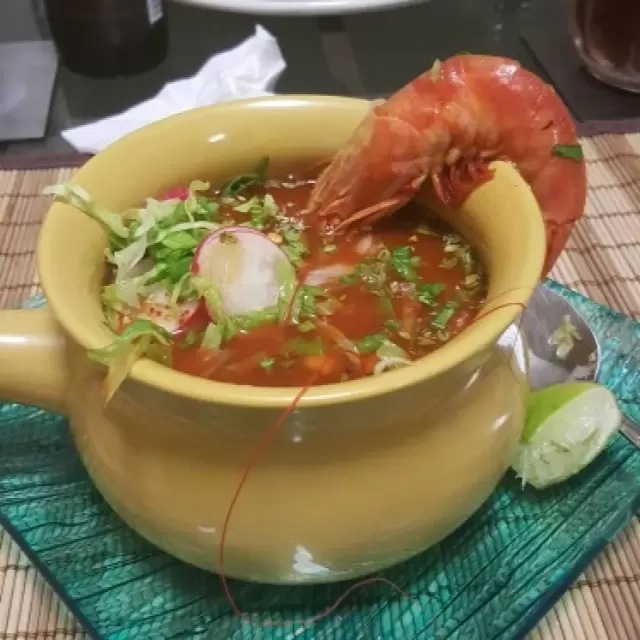 Red Pozole with Shrimp