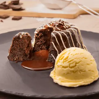 Chocolate Volcano with Vanilla Ice Cream