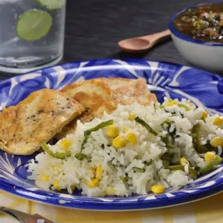 White Rice with Corn and Poblano