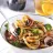 Teriyaki Spaghetti with Mushrooms and Roasted Peppers