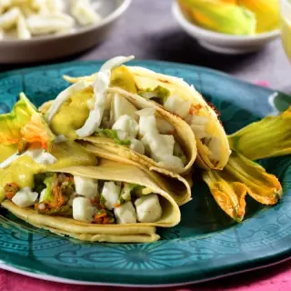 Zucchini Blossom and Panela Cheese Filled Crepes