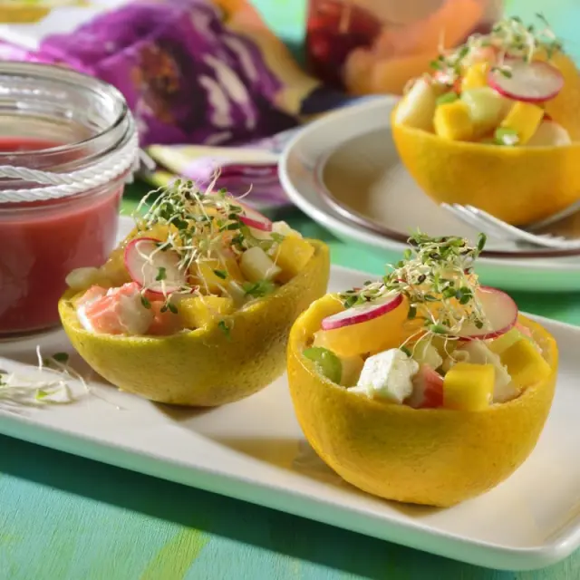 Surimi Salad with Hearts of Palm and Orange