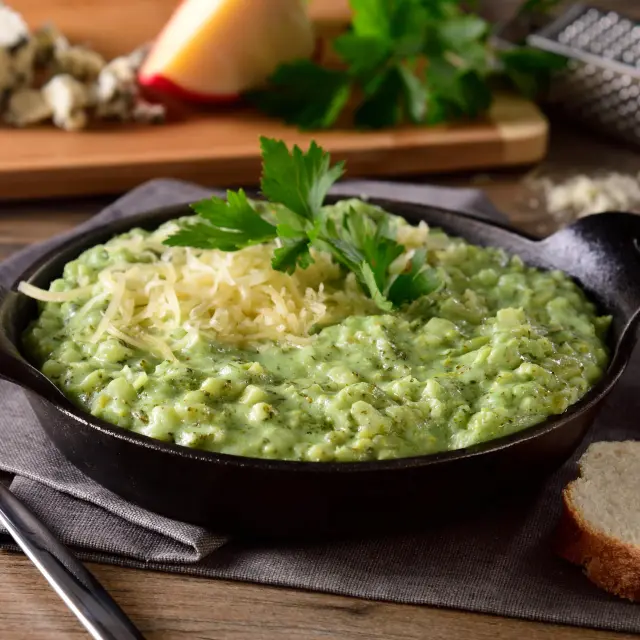 Broccoli Bits Risotto with Three Cheeses
