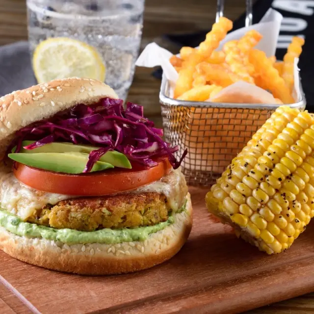 Vegetarian Burger with Cauliflower and Broccoli Bits