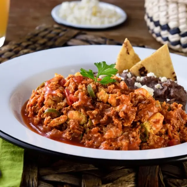 Homemade Machaca in Red Sauce