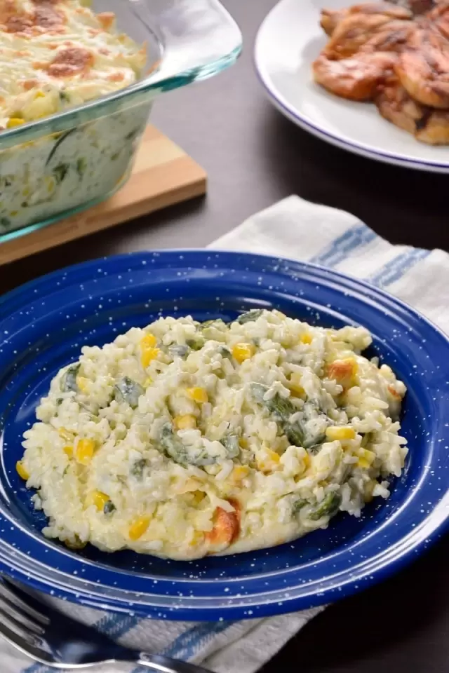 Pastel de Arroz con Poblano y Elotitos