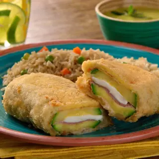 Breaded Zucchini Stuffed with Ham and Cheese