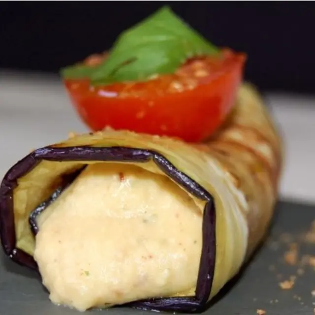 Eggplant Cannelloni with Hummus