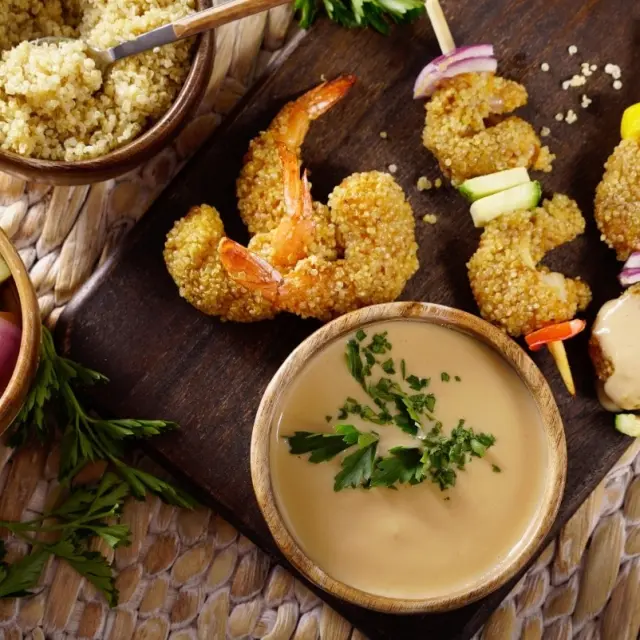 Breaded Shrimp with Quinoa