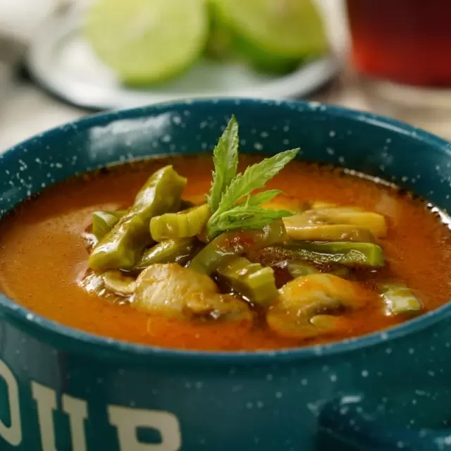 Sopa de Nopales con Chile Guajillo