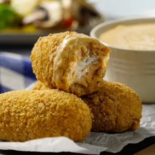 Salmon Croquettes with 3 Chile Dressing