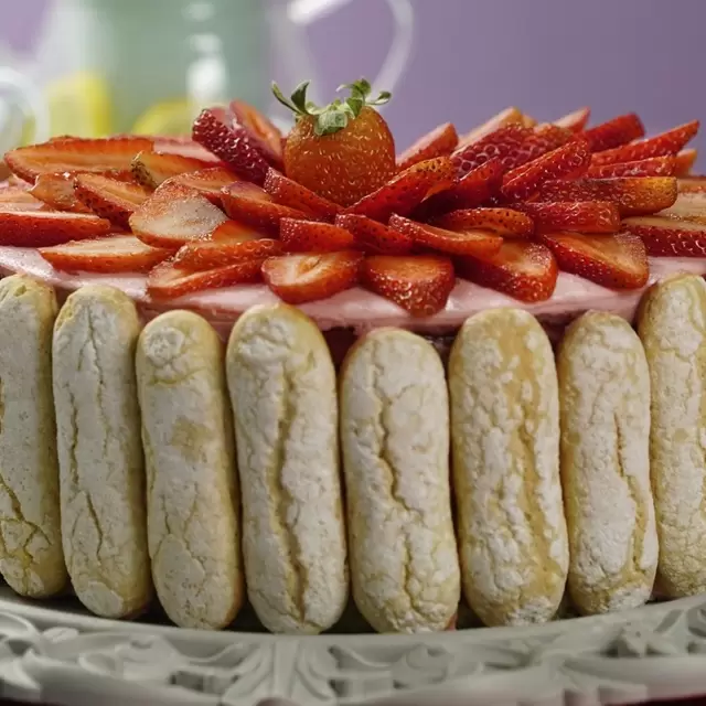 Strawberry Charlotte Cake - Teak & Thyme