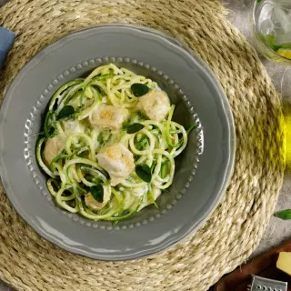 Zucchini Alfredo Noodles with Chicken